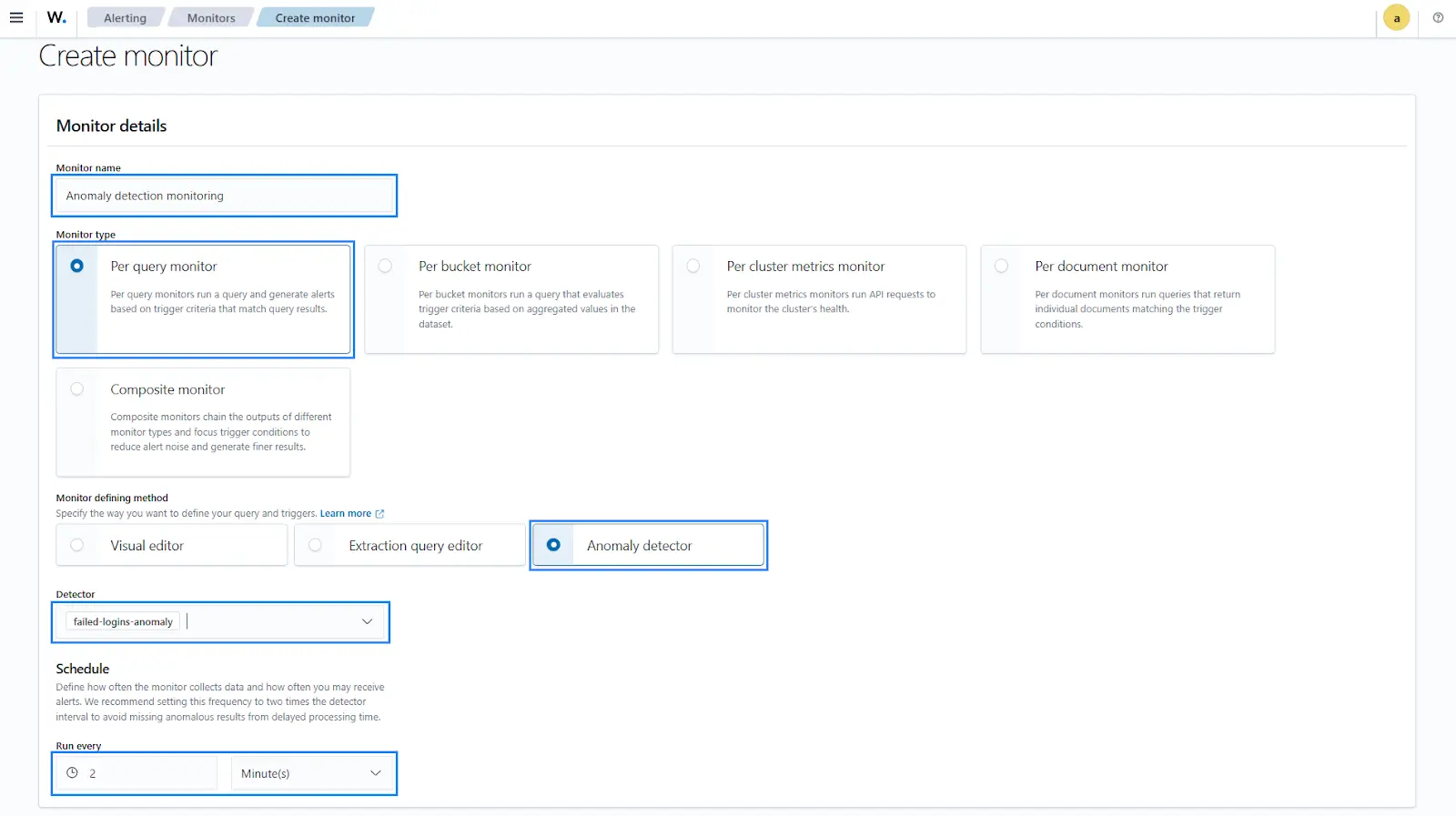 Security alerting Monitor details