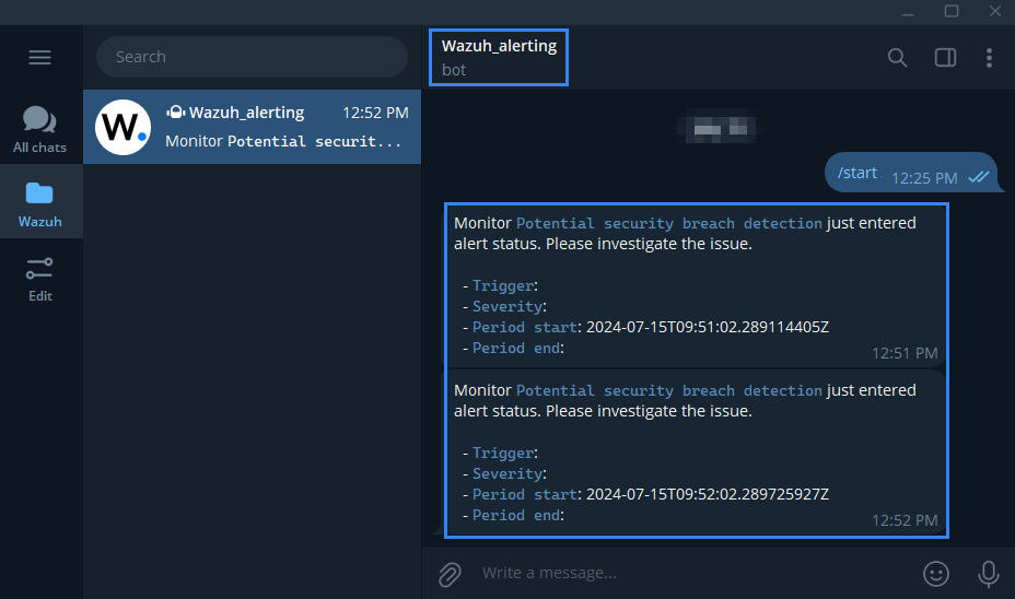 Composite monitor Telegram notification