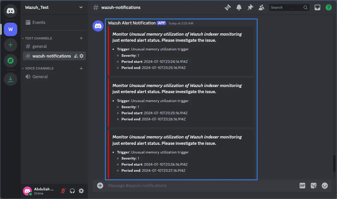 Per cluster metrics monitoring notification