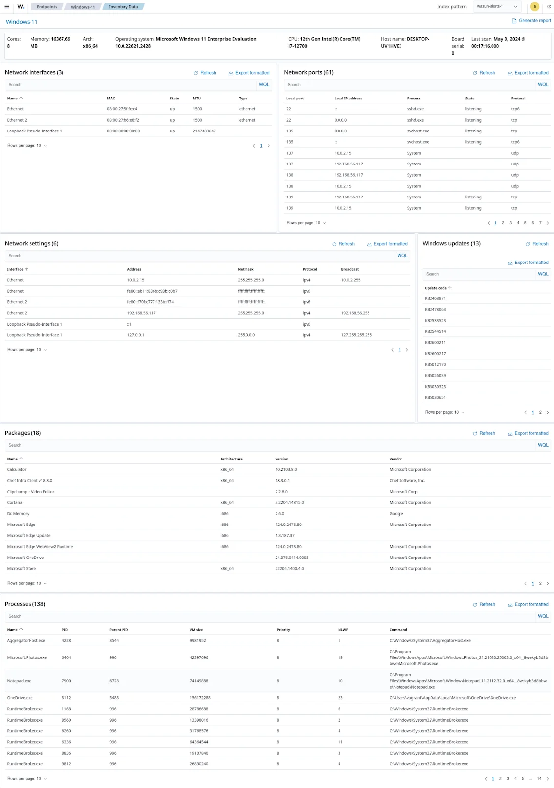 Kernel Wazuh syscollector module