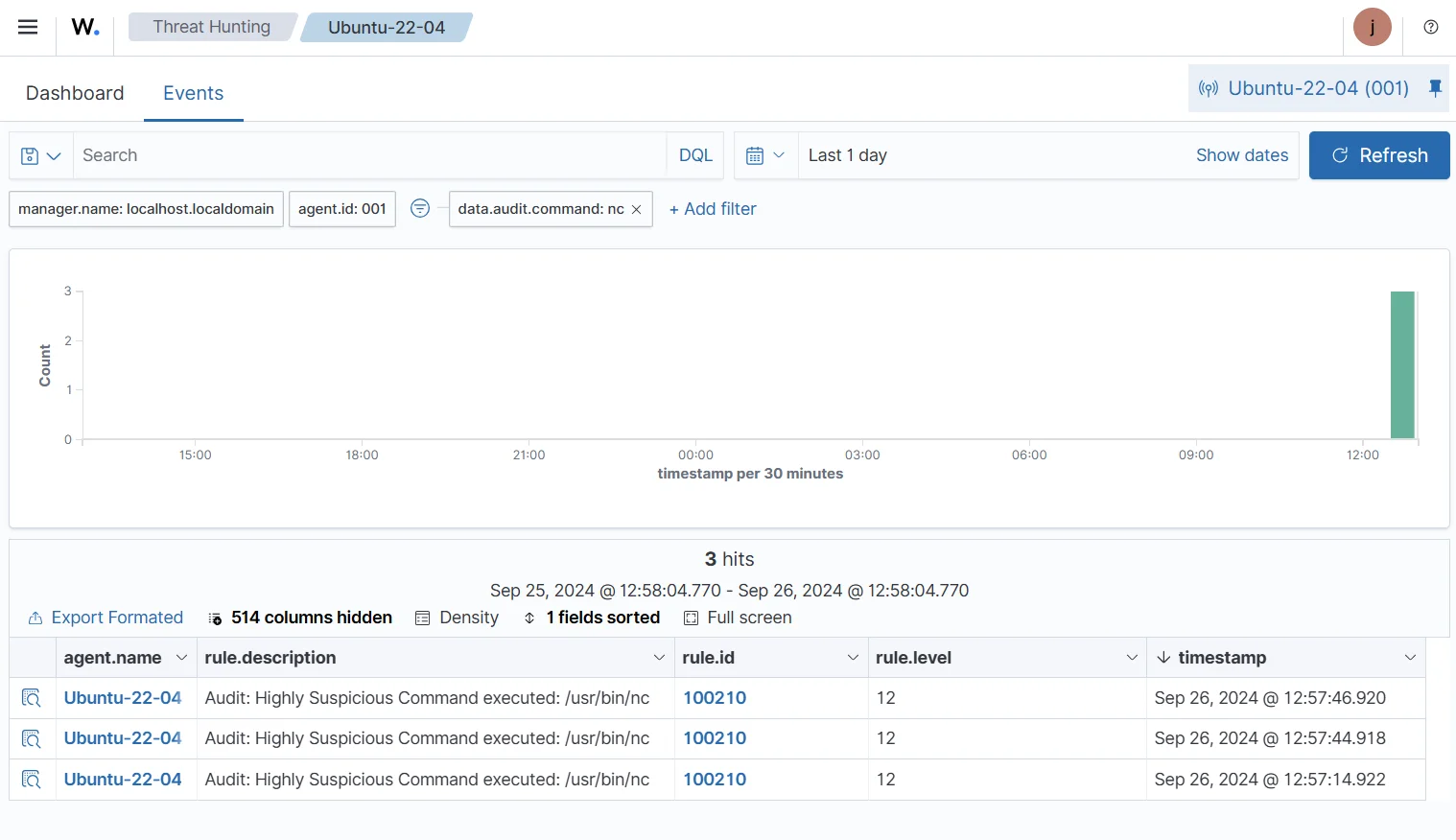 Monitoring suspicious commands executed Linux endpoint