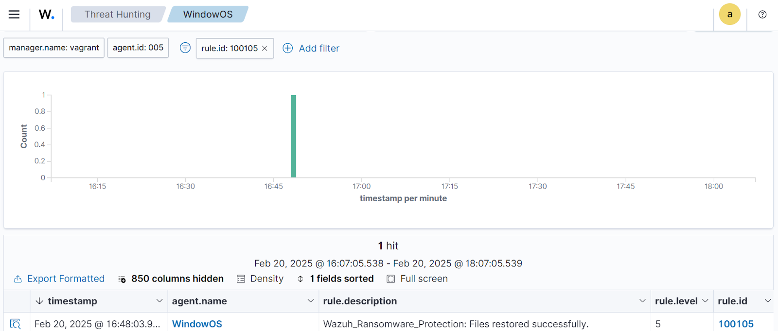 Wazuh active response script successfully recovers encrypted files