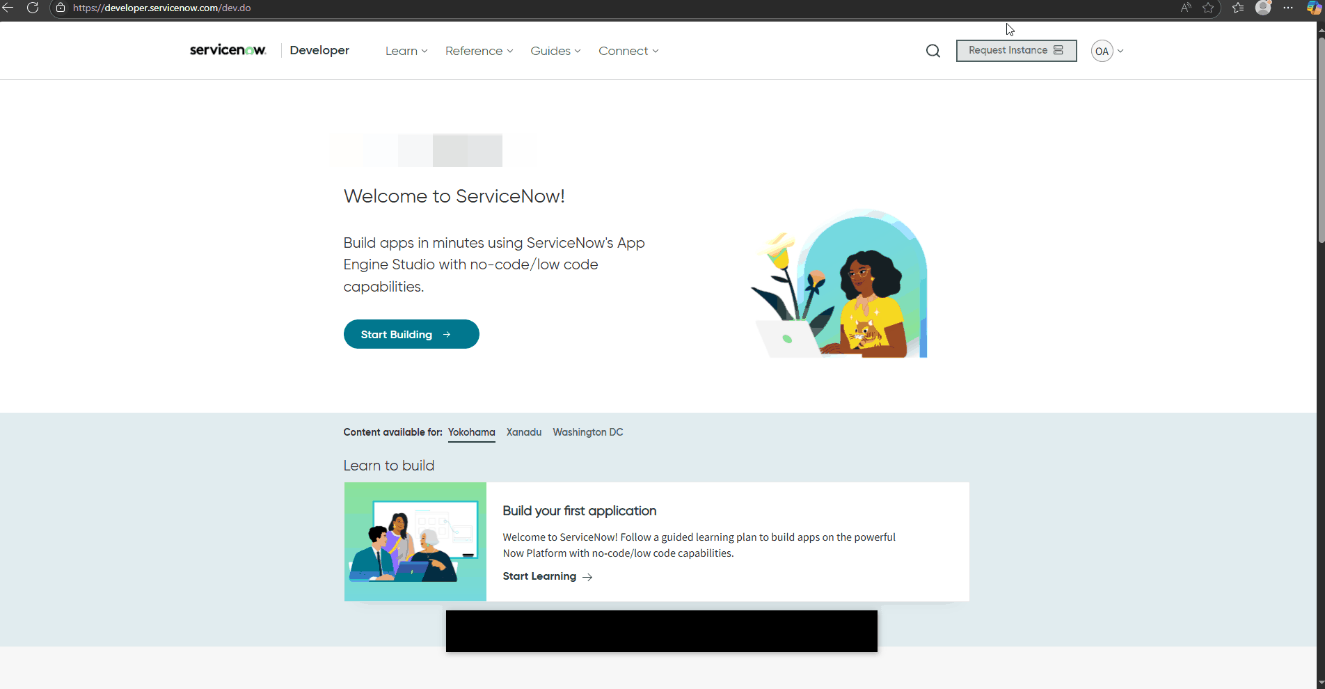 Request a free personal developer instance on ServiceNow