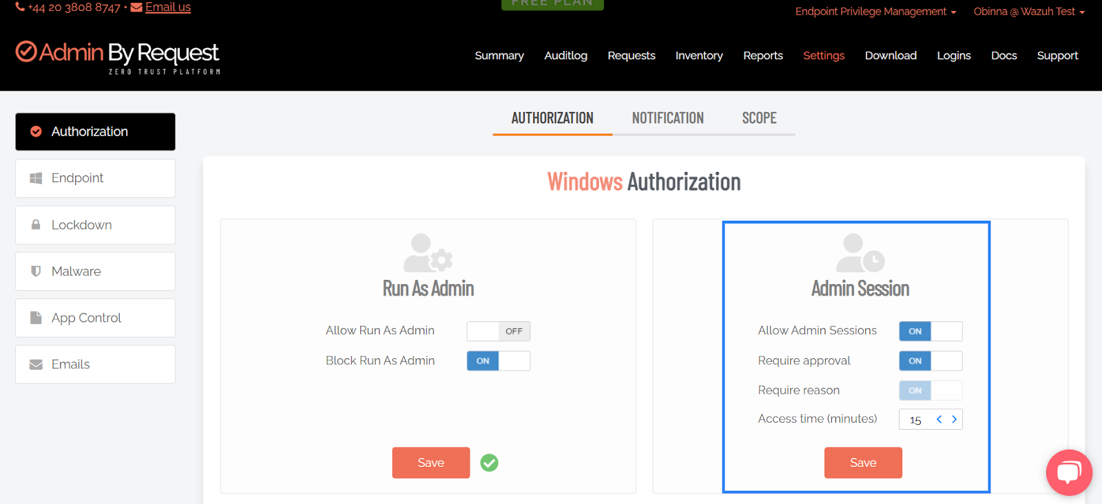 Admin By Request Dashboard