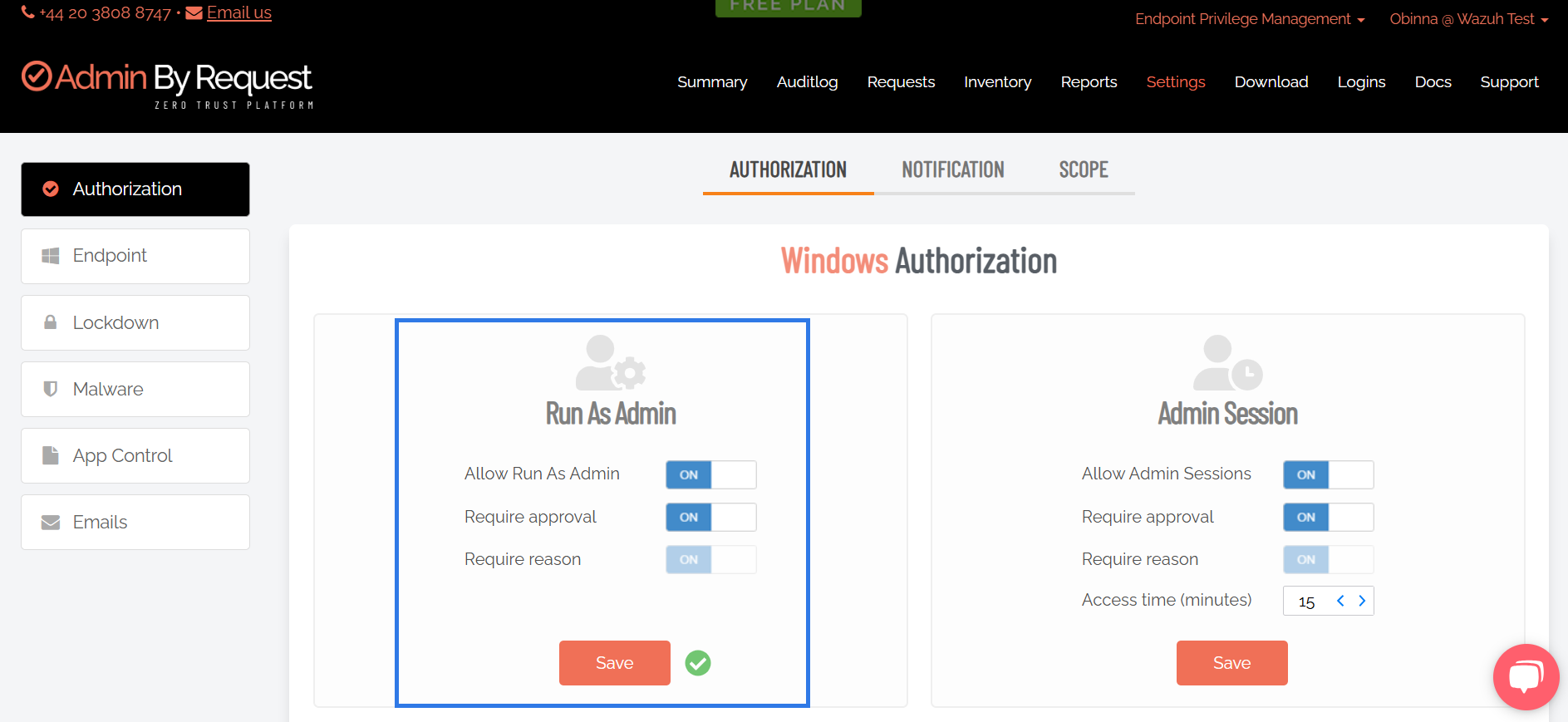 Admin By Request Dashboard
