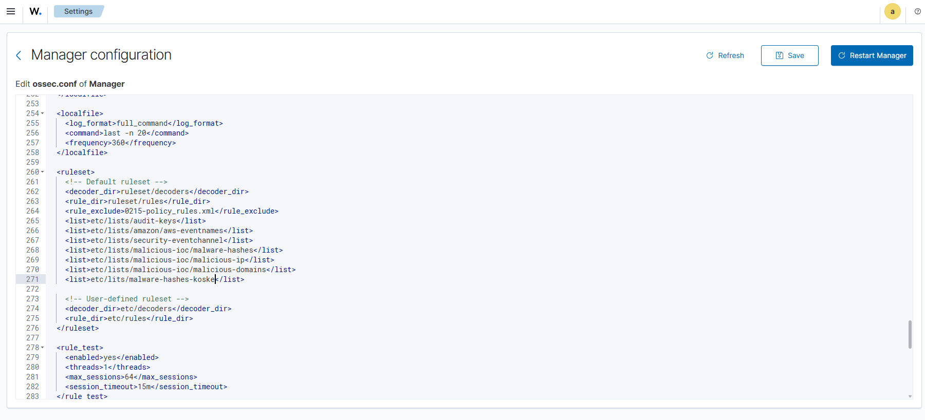Manager Configuration