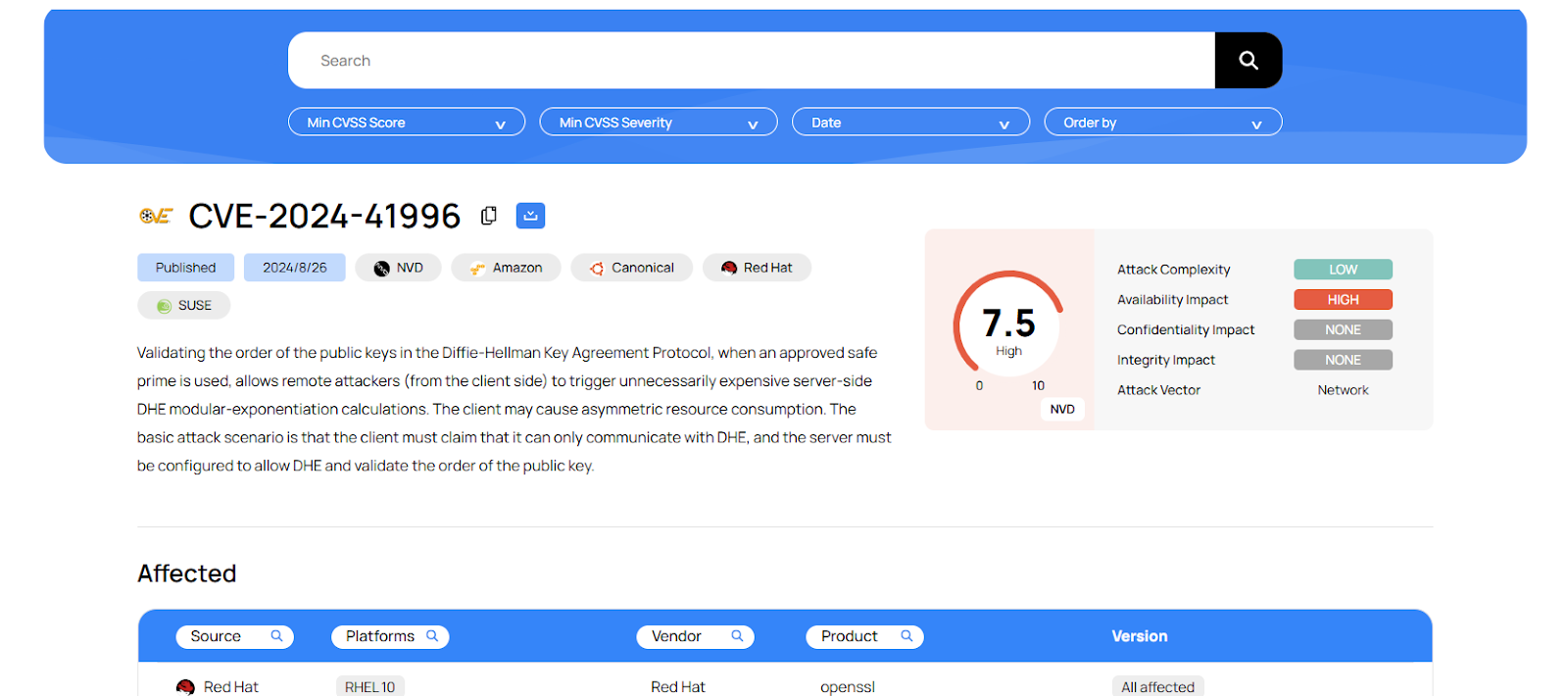 vulnerability information associated with our installed OpenSSL