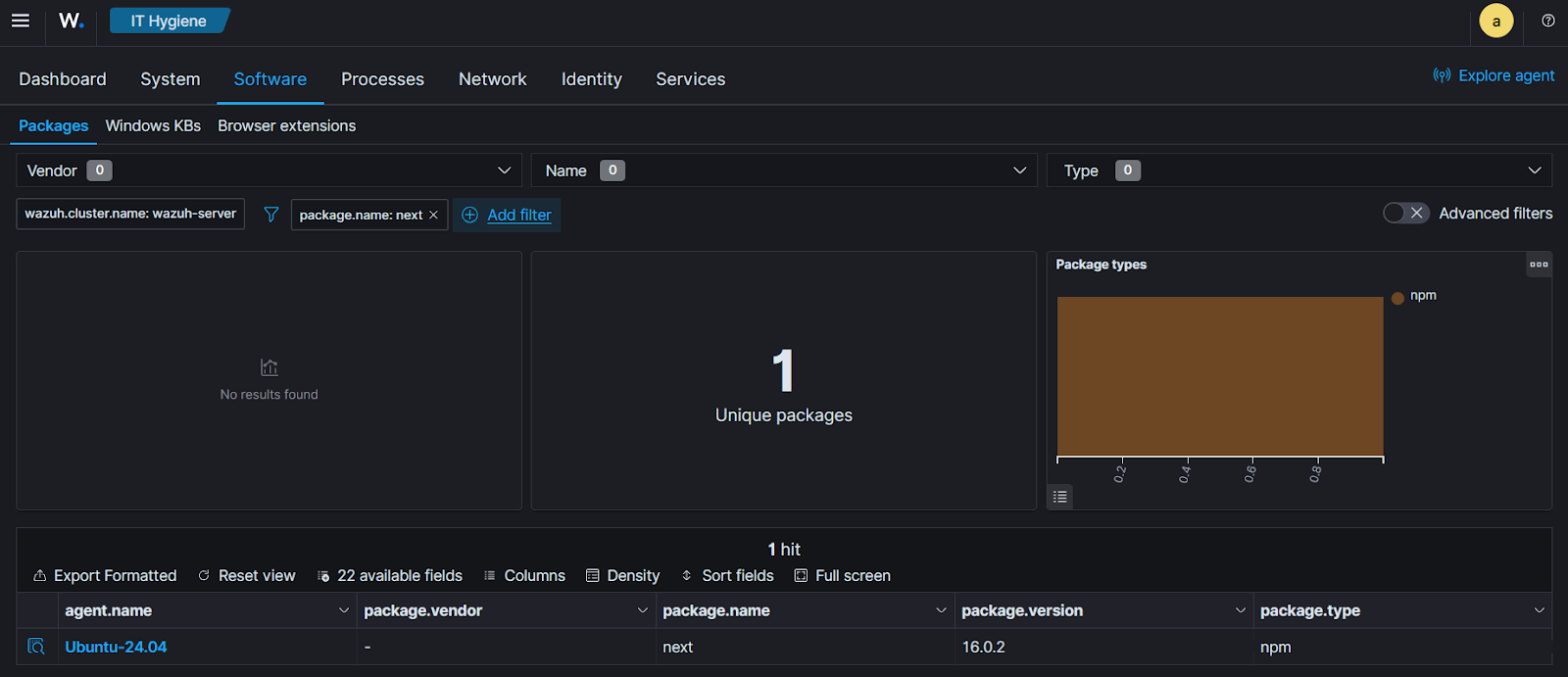 IT Hygiene section of the Wazuh dashboard