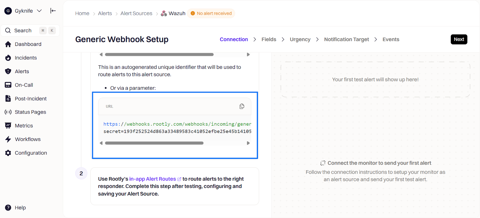 Generate Webhook on Rootly
