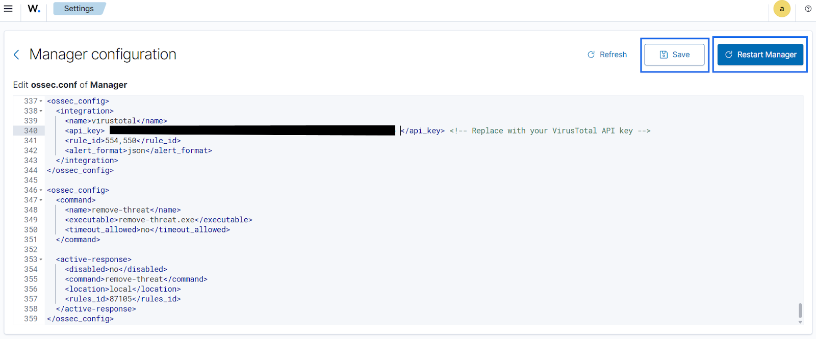 Manager configuration