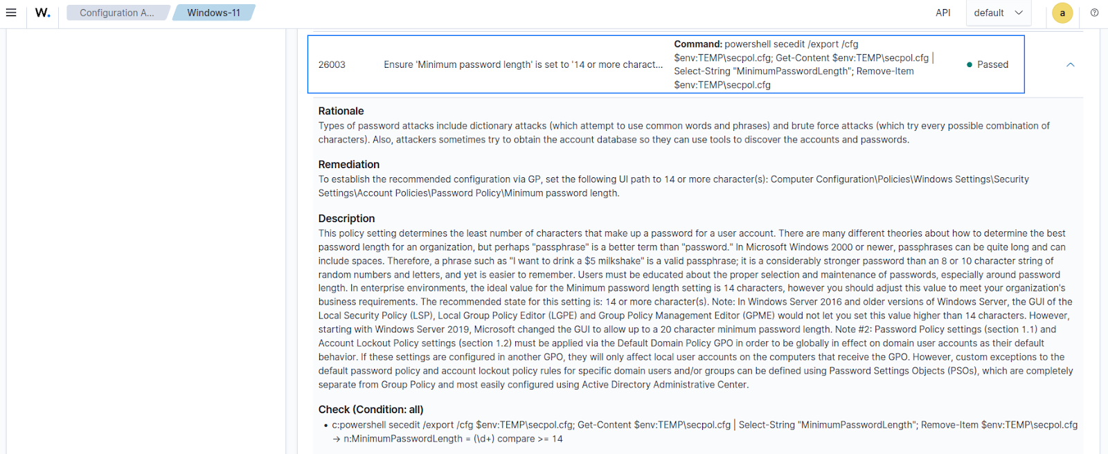 Remediated SCA policy check 26003.