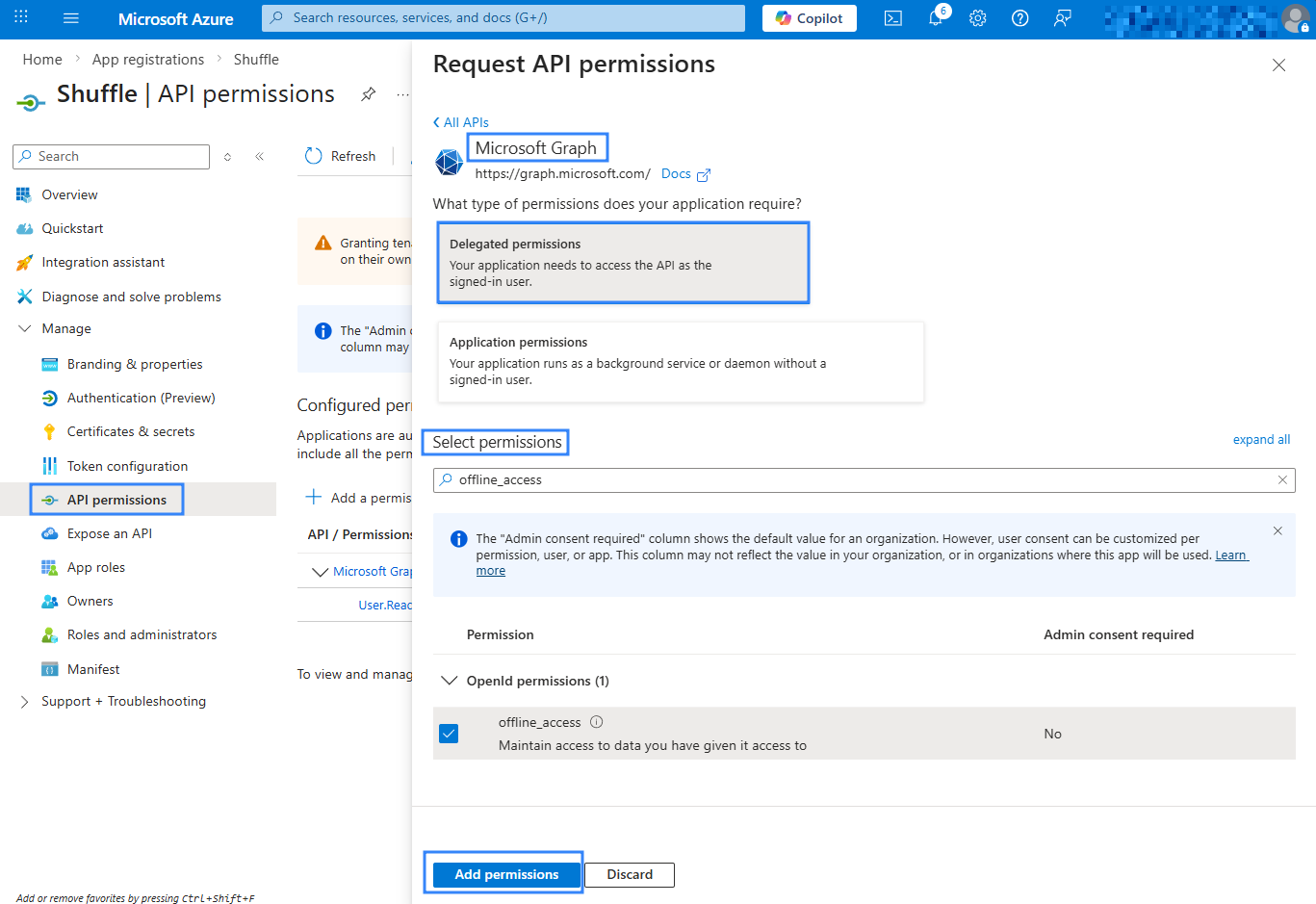 Figure 5: Adding permissions.

