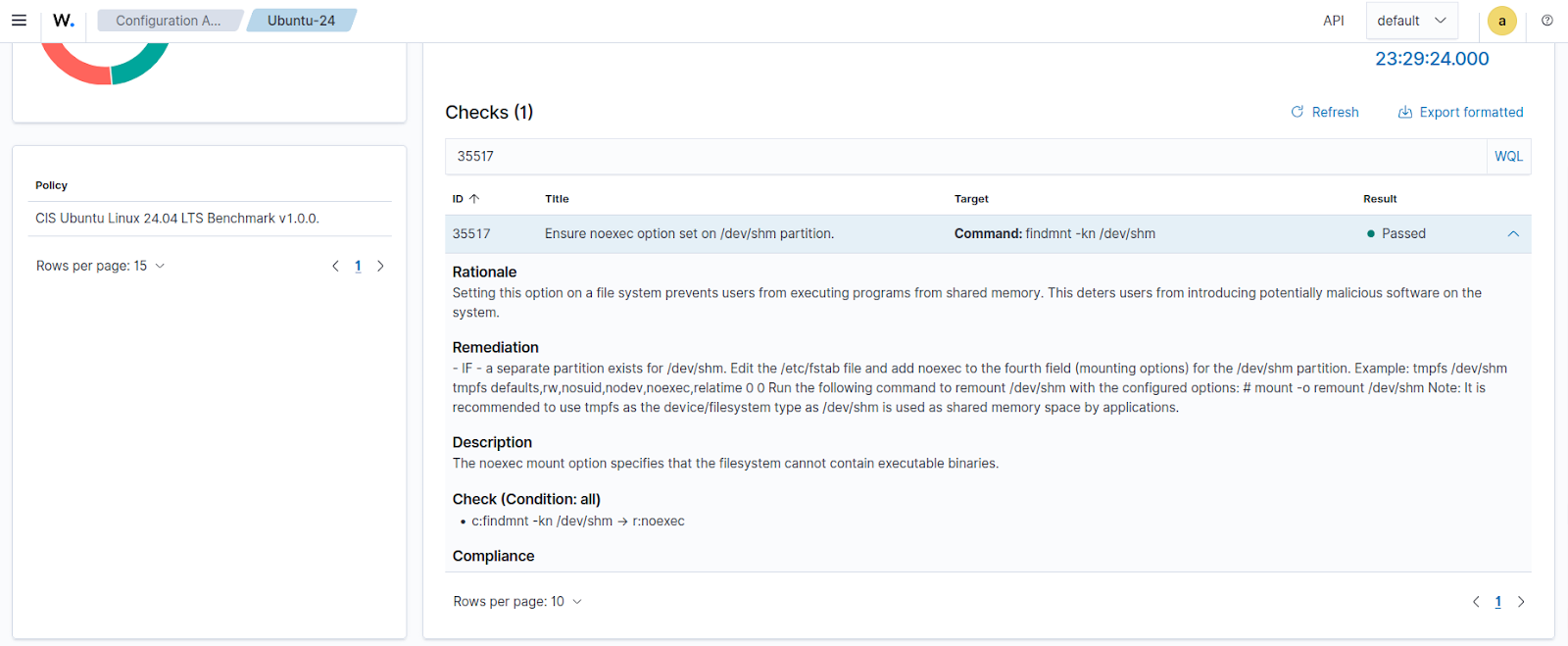 Figure 5: Remediated SCA policy check 35517.