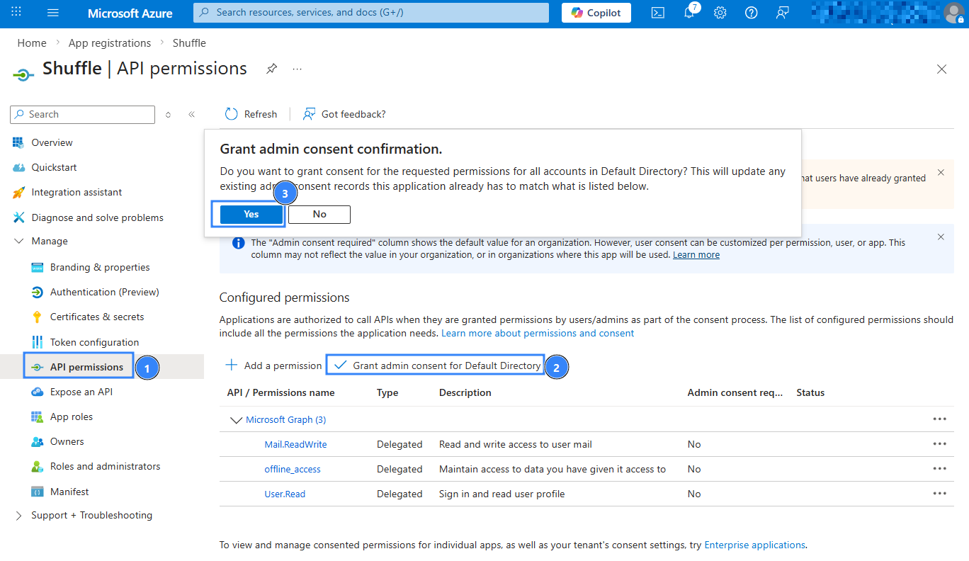 Figure 6: Granting admin consent.