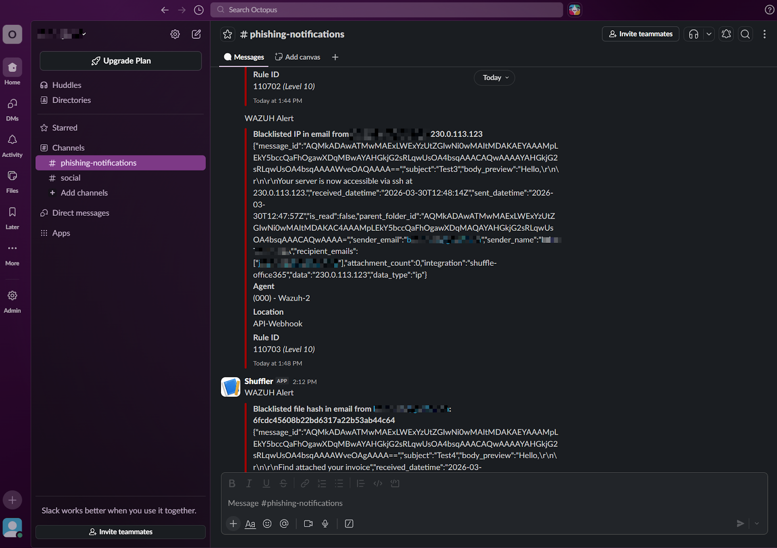 Figure 22: Slack channel.