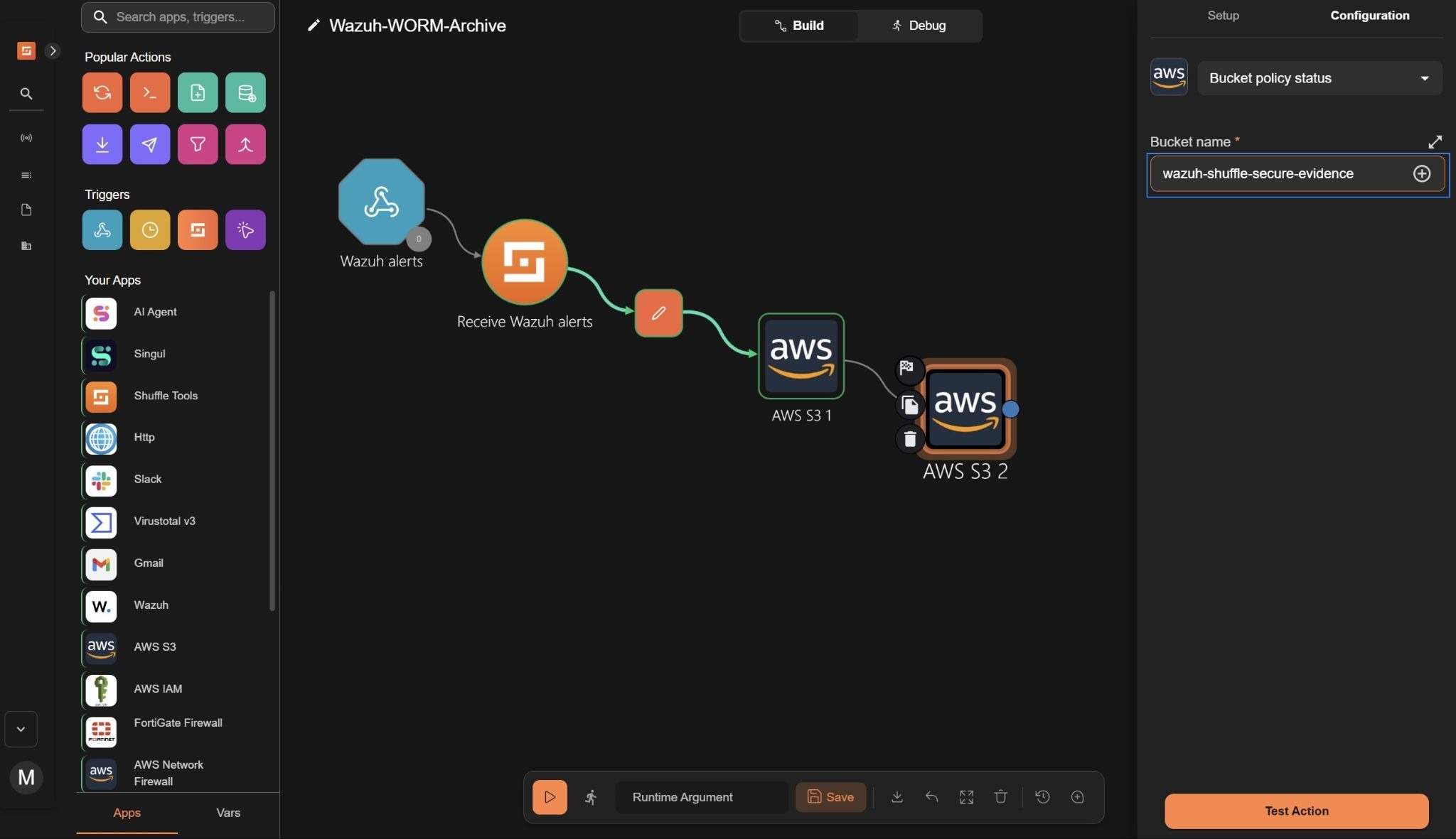 Figure 10: Configuring the S3 node to verify the bucket's public access status.