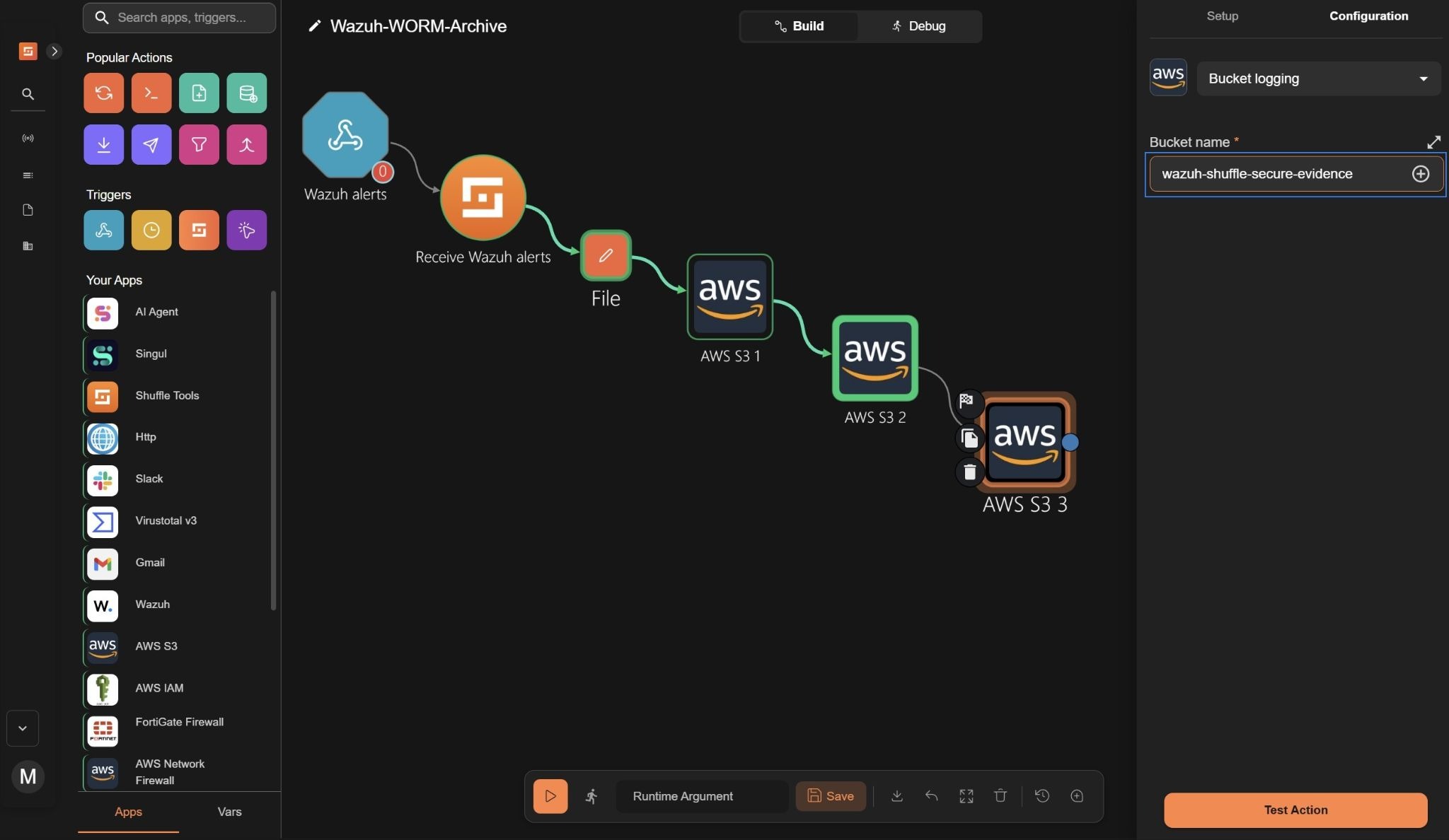 Figure 12: Configuring the S3 node to verify server access logging status.