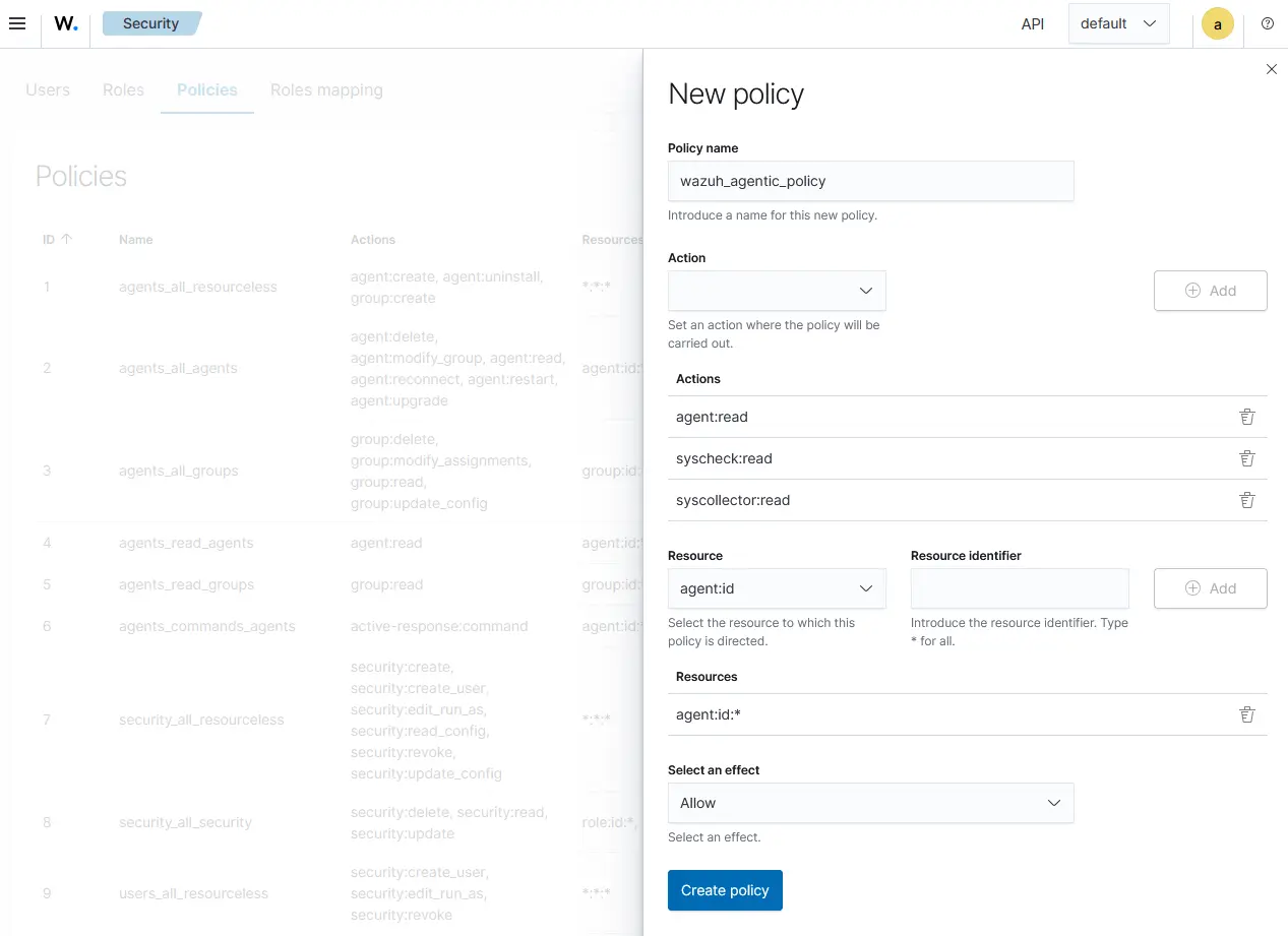 Figure 1: Policy creation.