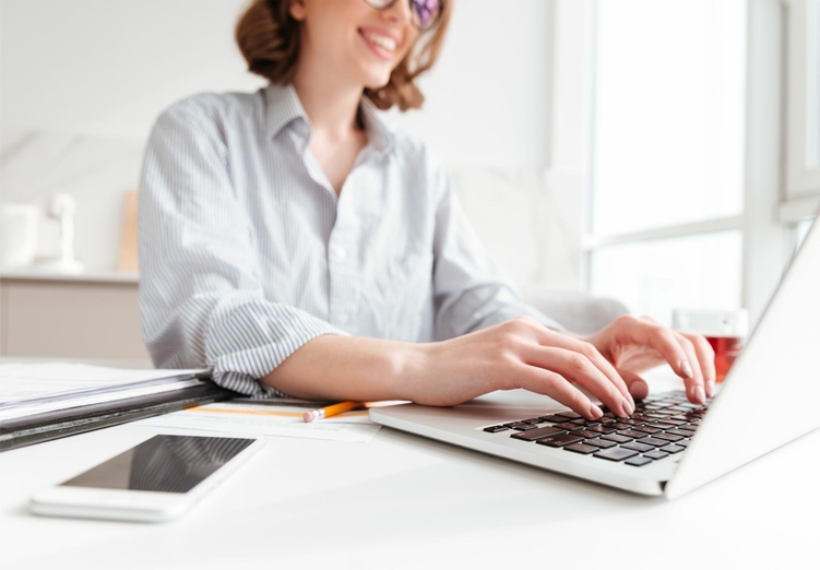 Woman using laptop