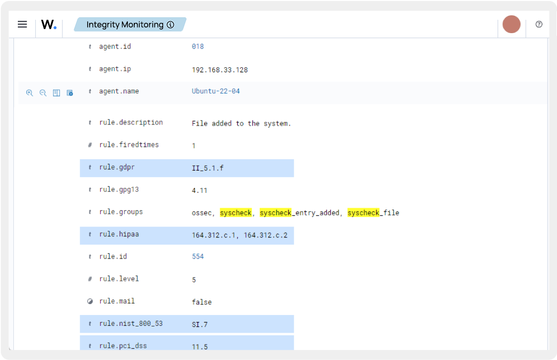 Integrity Monitoring File Example File Integrity Monitoring (FIM). Compliance and Security | Wazuh