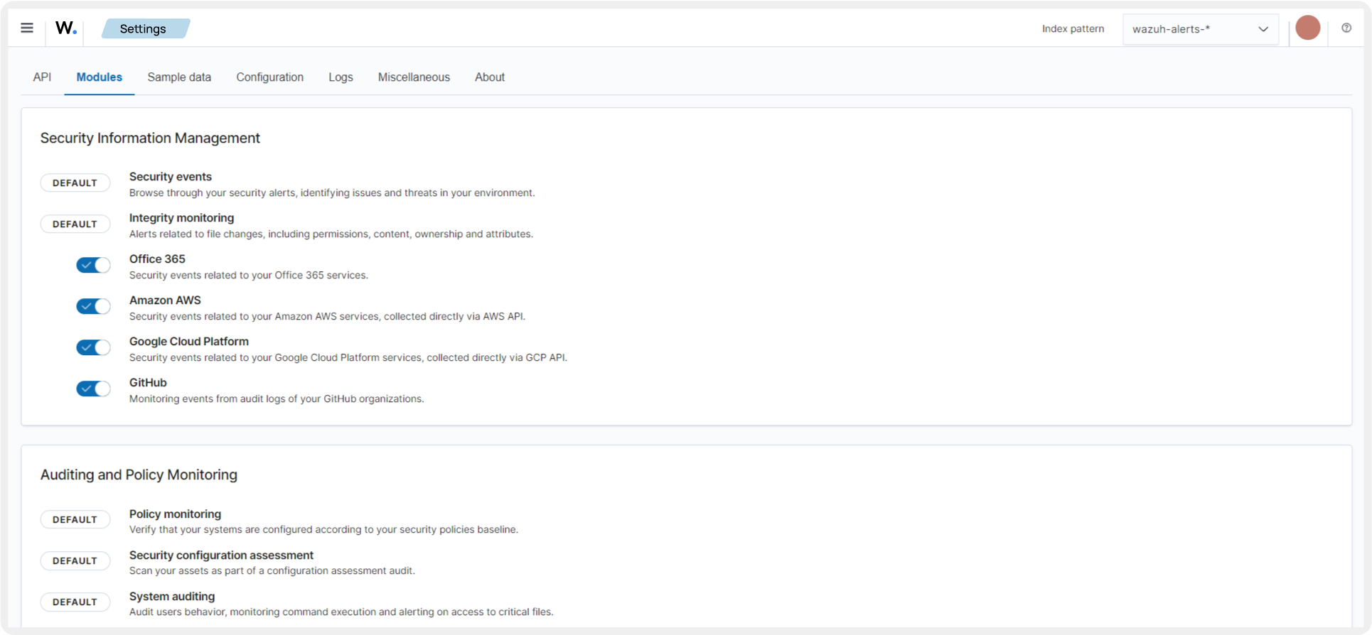 Cloud Provider Integration dashboard