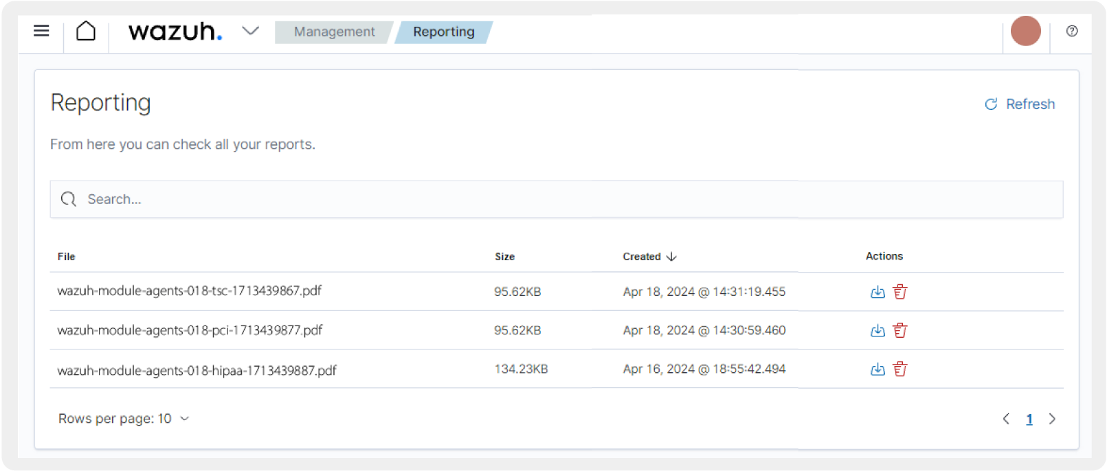 Generate Compliance Reports dashboard